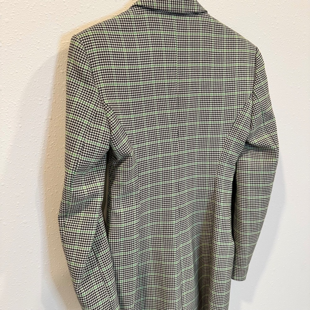 Zara Houndstooth Blazer Dress‎ Women Size S Green Plaid Officecore Dark Academia - Picture 14 of 16